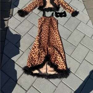 Leopard Print Kids Costume with Black Trim - Girls Size 6